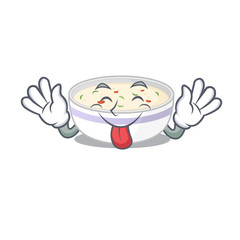 Funny steamed egg mascot design with Tongue out
