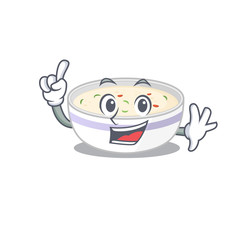 mascot cartoon concept steamed egg in One Finger gesture