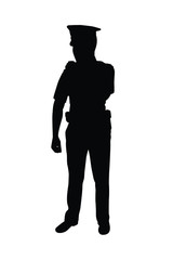 Police man silhouette vector, people