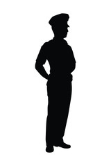 Police man silhouette vector, people