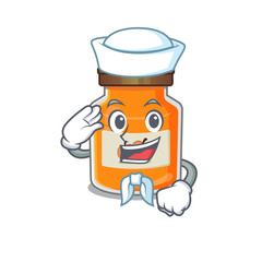 Fototapeta premium Peach jam cartoon concept Sailor wearing hat
