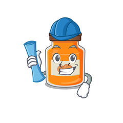 A success of peach jam Architect having blue prints and blue helmet