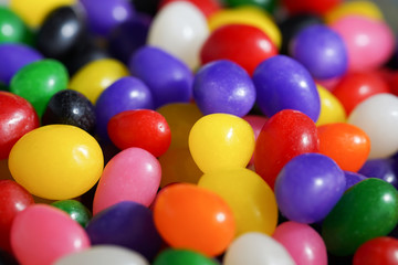 A bowl of colorful jelly beans