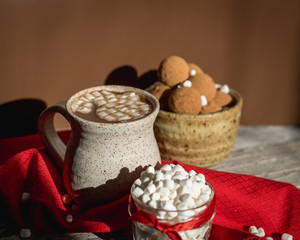 Sunlight and Shadows on a Christmas Time Mug of Hot Chocolate