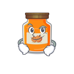Cool peach jam mascot character with Smirking face