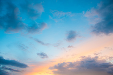 Fototapeta na wymiar Colors of sky and clouds, blue, pink, purple, orange