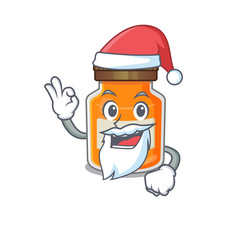 Peach jam in Santa cartoon character style with ok finger