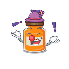 a lively peach jam cartoon character design playing Juggling