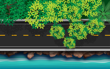 landscape of road on the beach