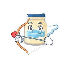 Sweet mayonnaise Cupid cartoon design with arrow and wings