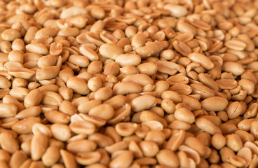 Close-up of fired salt peanuts that peeled and ready to eat