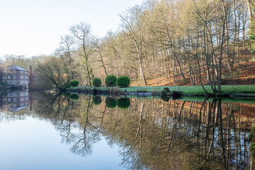 Fototapeta na wymiar Knaresborough river reflections in Yorkshire England