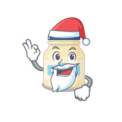 Mayonnaise in Santa cartoon character style with ok finger