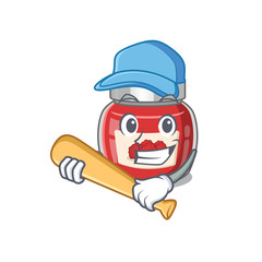 Smiley Funny raspberry jam a mascot design with baseball