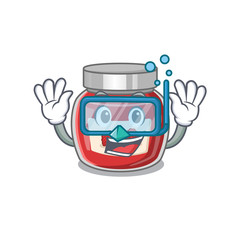 cartoon character of raspberry jam wearing Diving glasses
