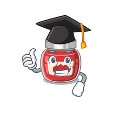 happy and proud of raspberry jam wearing a black Graduation hat