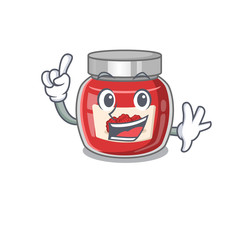 mascot cartoon concept raspberry jam in One Finger gesture