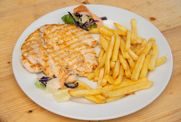 Chicken breast with straw potatoes