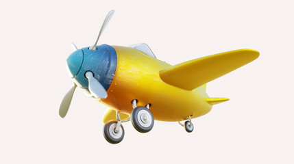 Retro cute yellow and blue two seat airplane