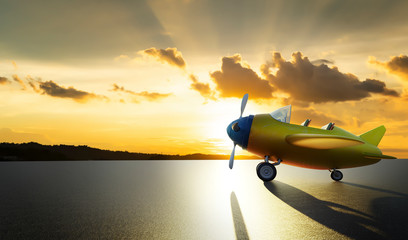 Retro cute yellow and blue two seat airplane © jamesteohart