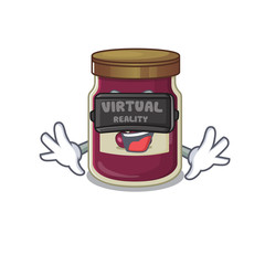 A Picture of plum jam character wearing Virtual reality headset
