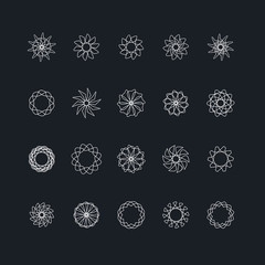 flower icon set abstract line art vector