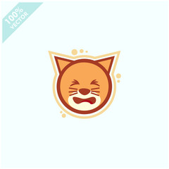 Cute cat face emoticon emoji expression Illustration. Scalable and editable vector.	