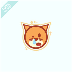 Cute cat face emoticon emoji expression Illustration. Scalable and editable vector.	