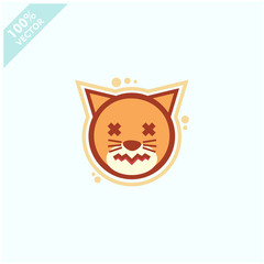 Cute cat face emoticon emoji expression Illustration. Scalable and editable vector.	