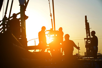 Oil drilling exploration, the oil workers are working