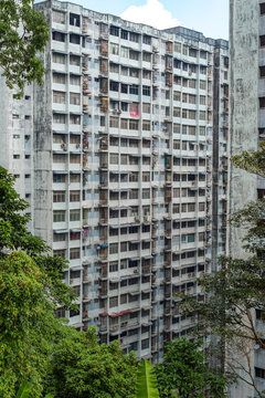 Huge apartment complex in the Paya Terubong, a suburb of George Town on the island of Penang. The complex comprises 2115 units housed within 9 blocks of 23 stories each