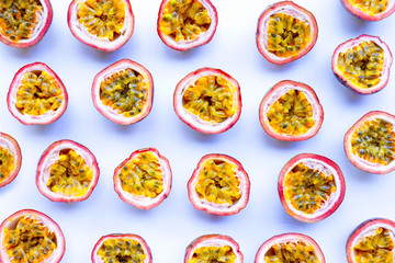 Passion fruit on white background.