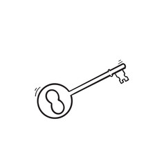 hand drawn doodle key illustration with cartoon style vector isolated