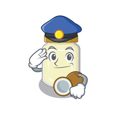 A manly coconut butter Cartoon concept working as a Police officer