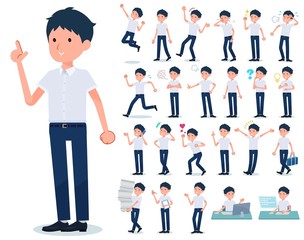 flat type school boy short sleeve summer_emotion