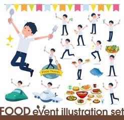 flat type school boy short sleeve summer_food festival