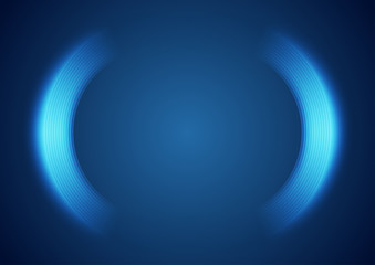 Blue shiny technology background with abstract glowing round shapes. Vector design