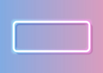 Blue and pink rectangle neon frame. Technology retro sci-fi abstract futuristic background. Vector pastel colors design