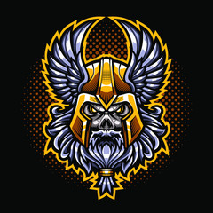 Odin skull head mascot logo
