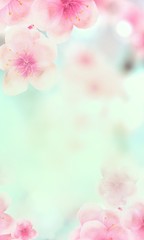 Fototapeta na wymiar vertical Japanese Spring Sakura cherry blossoms 240x400 size website fat skyscraper banner background. 3D Illustration Clip-Art floral spring petal design header. copy space in pink, white, green