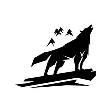 howling wolf logo vector