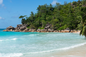 Fototapeta na wymiar Anse Georgette beach in Praslin Island Seychelles 