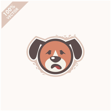 Cute dog face emoticon emoji expression Illustration. Scalable and editable vector.	
