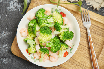 Fried shrimps with Broccoli