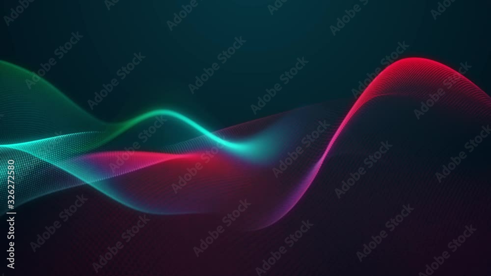 Poster beautiful abstract wave technology digital network background with blue light digital effect corporate concept green red color