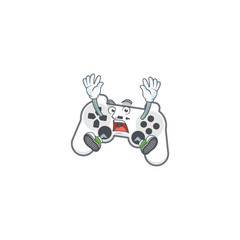 A picture of white joystick cartoon design with shocking gesture