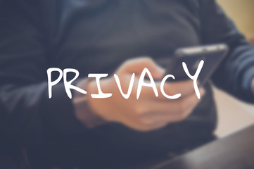 Privacy word with business blurring background