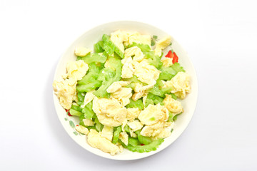 Fried eggs with bitter melon