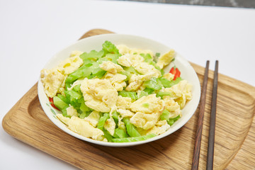 Fried eggs with bitter melon