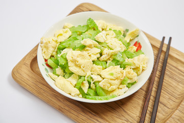 Fried eggs with bitter melon